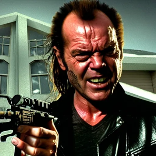 Prompt: VFX movie where Jack Nicholson plays the Terminator by Emmanuel Lubezki