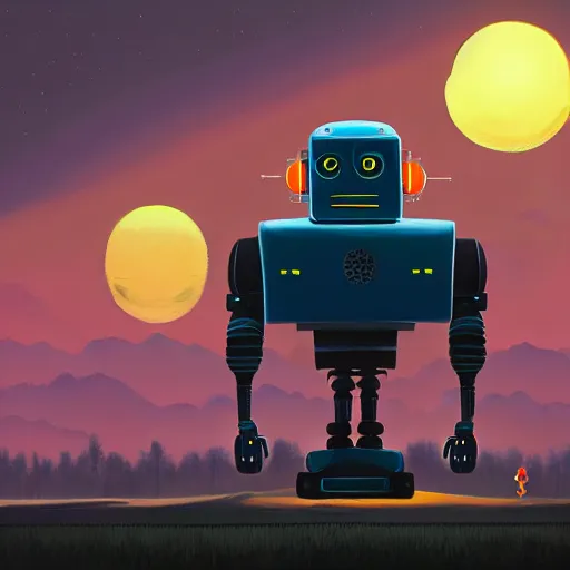 Image similar to robot in the style of simon stalenhag