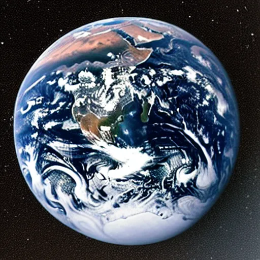 Prompt: photo of the earth from Moon