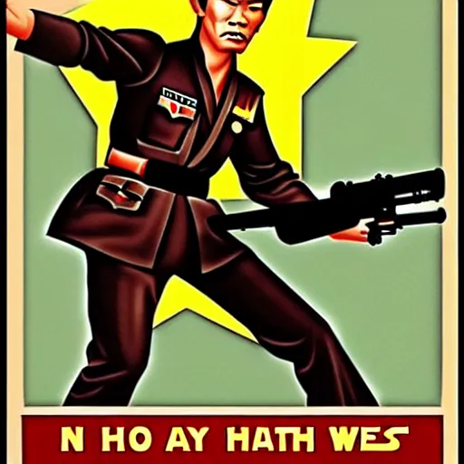 Prompt: ho chi minh leading an attack in vietnam war in star wars propaganda poster style