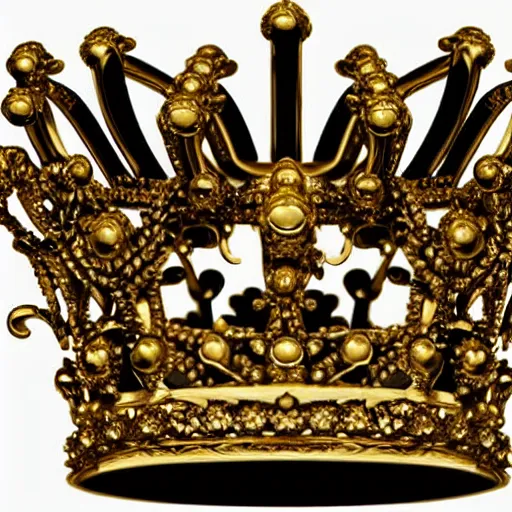 Image similar to photograph of a solid gold crown decorated with frog imagery