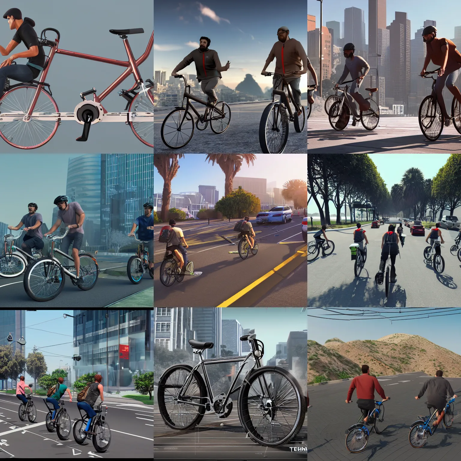 Prompt: tech bros working on a new crypto startup riding bicycles in san francisco trending on artstation unreal engine 8k highly detailed