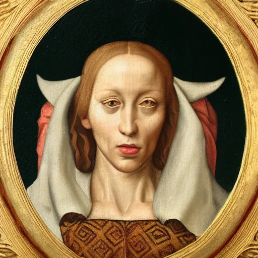 Image similar to a renaissance style portrait painting of demon
