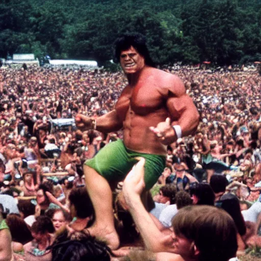 Image similar to hulk performing at woodstock