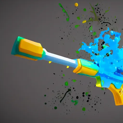 Image similar to a 3 d render of a splattershot, splatoon