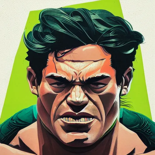 Prompt: Hulk profile picture by Sachin Teng, asymmetrical, Organic Painting , Matte Painting, geometric shapes, hard edges, graffiti, street art:2 by Sachin Teng:4