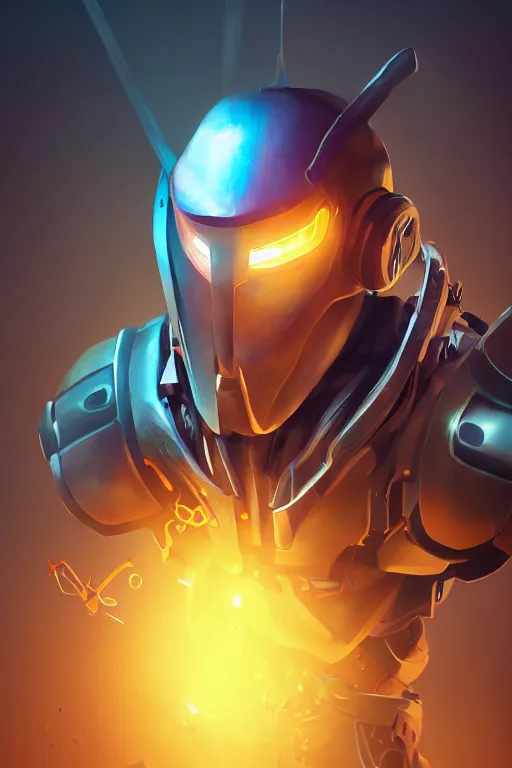 Image similar to epic mask helmet robot ninja portrait stylized as fornite style game design fanart by concept artist gervasio canda, behance hd by jesper ejsing, by rhads, makoto shinkai and lois van baarle, ilya kuvshinov, rossdraws global illumination radiating a glowing aura global illumination ray tracing hdr render in unreal engine 5