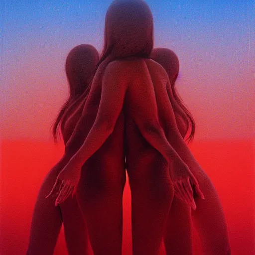 Prompt: charlies angels by beksinski, jonathan zawada and lisa james, beautiful dystopian neon dreamsynthy themed digital art