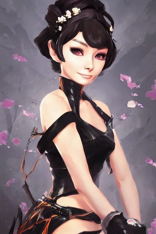 Prompt: Audrey Hepburn in a blade and soul spinoff artbook rendered by the artist Hyung tae Kim and Tin Brian Nguyen, trending on Artstation by Hyung tae Kim, artbook, Taran Fiddler and Tin Brian Nguyen