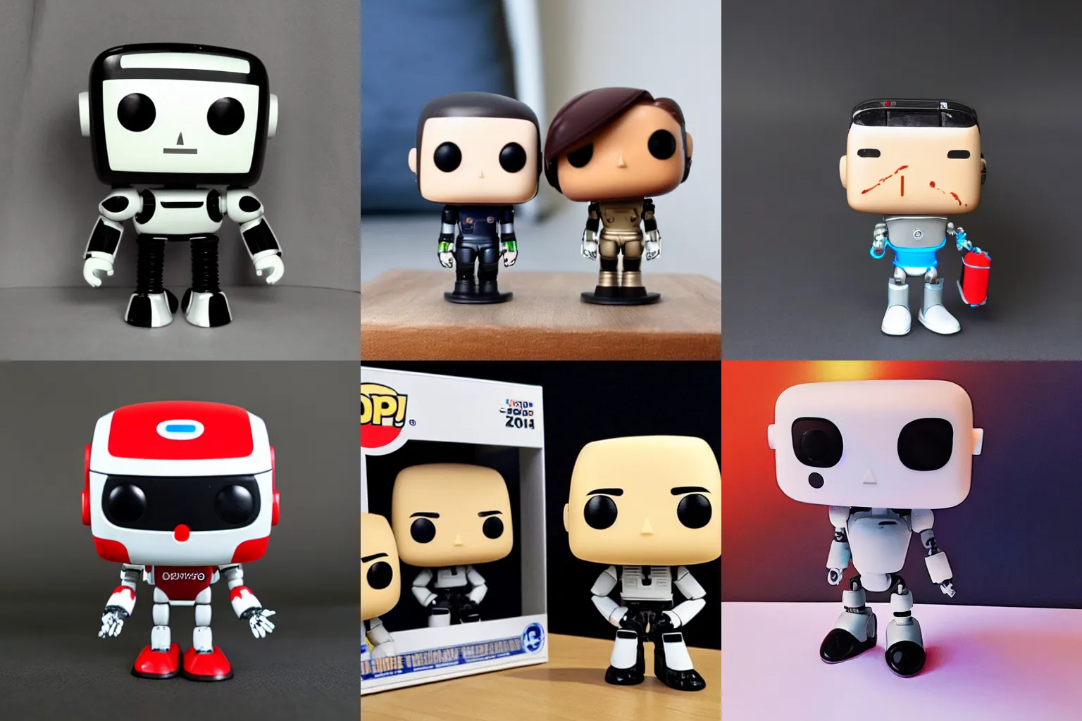 Prompt: funko pop collectible figure in style of google android robot