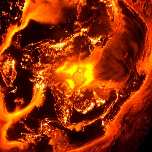 Prompt: Earth from Space on Fire by Domenico Sellaro