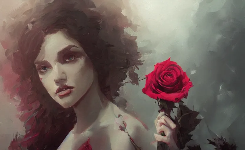 Image similar to a painting of virtualrose trending on artstation in the style of greg rutkowski