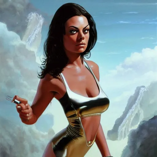 Image similar to Mila Kunis as a Bond girl, Michael Whelan, artstation