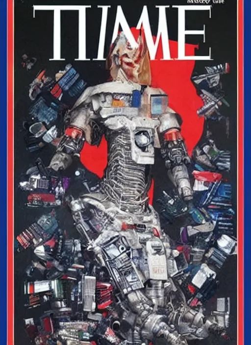 Image similar to TIME magazine cover, the coming AI singularity, by Chevrier, 4k