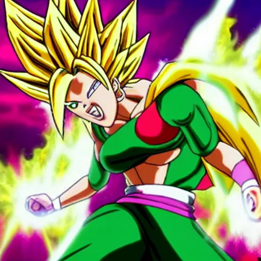 Prompt: kefla turning to super Saiyan,