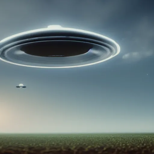 Prompt: UFO flying over a farmland, landscape, highly detailed, sharp focus, octane render, illustration, 8k