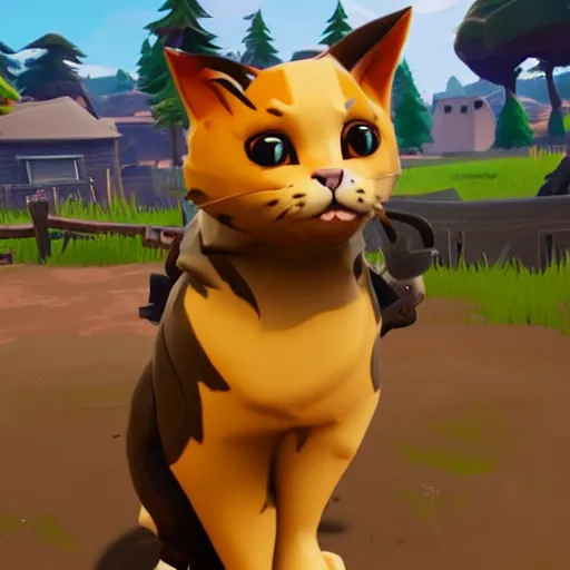 Prompt: a cat as a fortnite character