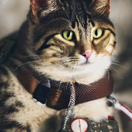 Prompt: portrait photo of a soldier cat, highly detailed, high resolution, cosplay photo, stunning, bokeh soft, by professional photographer, military clothing, shot with a canon