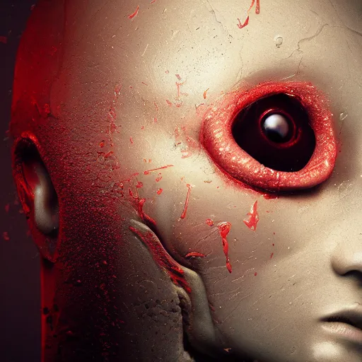 Image similar to head eating itself, melting, liquified, chrome reflections, octane render, cgsociety, autodesk, behance