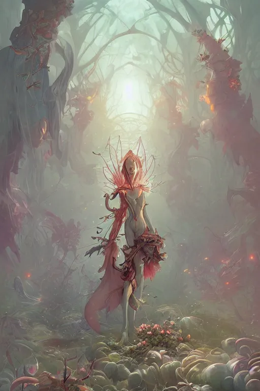 Prompt: book cover | plant fairy | digital painting | highly detailed | ultra realistic | dark fantasy | vivid colors | cinematic atmosphere | hyper detailed | peter mohrbacher