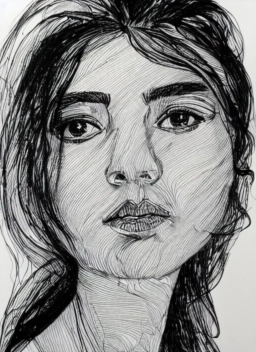 Prompt: single continuous line art drawing of a woman's portrait