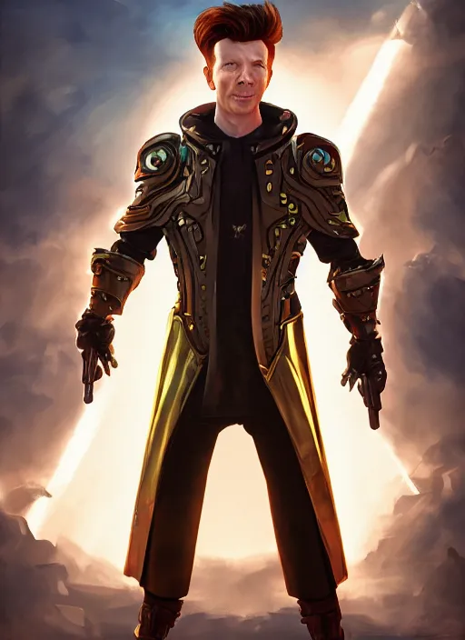 Image similar to A fantasy comic book style portrait painting of rick astley as a paladin, unreal 5, DAZ, hyperrealistic, octane render, RPG portrait, dynamic lighting