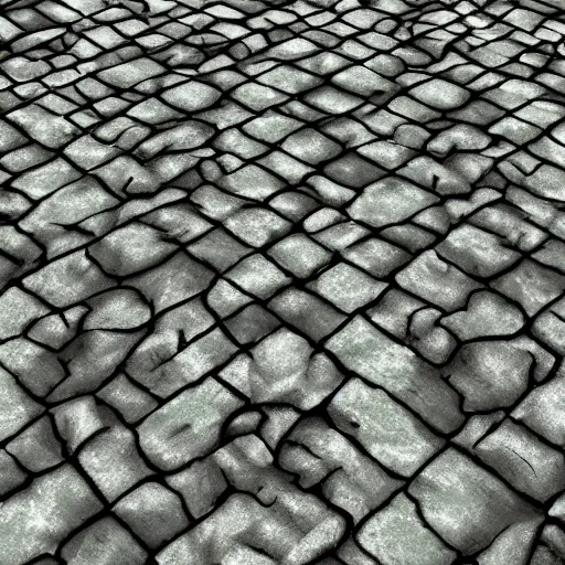 Prompt: pbr albedo texture of cobblestone pavement with moss between the cracks, substance designer, stylized, zbrush, top view with no perspective