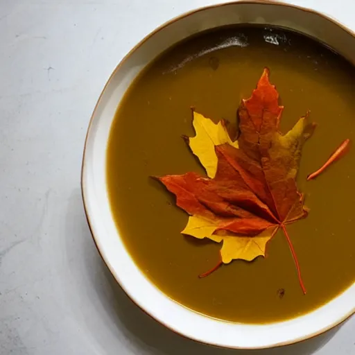 Prompt: a photo of autumn leaf soup