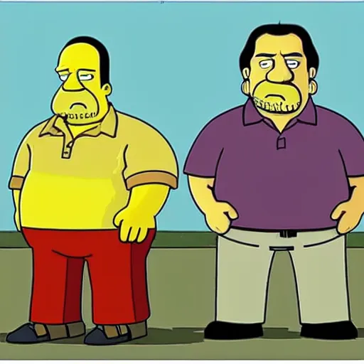 Prompt: tony soprano from hbo show the sopranos in the simpsons drawn by matt groening 1 9 9 0 s cartoon style