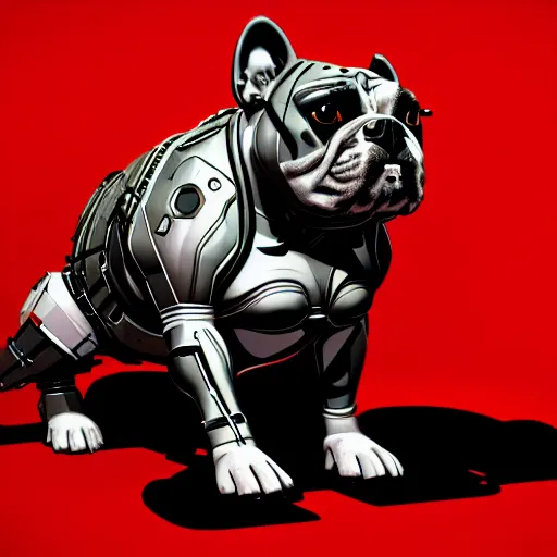 Image similar to « a comic styled cyborg bulldog sitting down, cyberpunk digital art by greg rutkowsky, illustration, sharp focus, highly detailed, future tech, sketchfab »