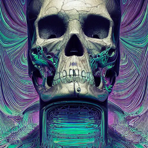 Image similar to portrait_of_a_melting_skull._intricate_abstract._intricate_artwork._by_Tooth_Wu_wlop_beeple_dan_mumford._octane_render_trending_on_artstat