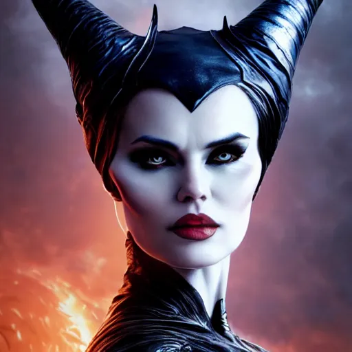 Image similar to kerli koiv as maleficent, darkwave, darksynth, concept headshot art, sharp, digital matte painting, art by luis royo, greg rutkowski, wlop, dramatic lighting, trending on artstation