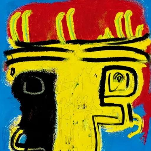 Prompt: jean Claude van Damme as a banana by jean Michel Basquiat.