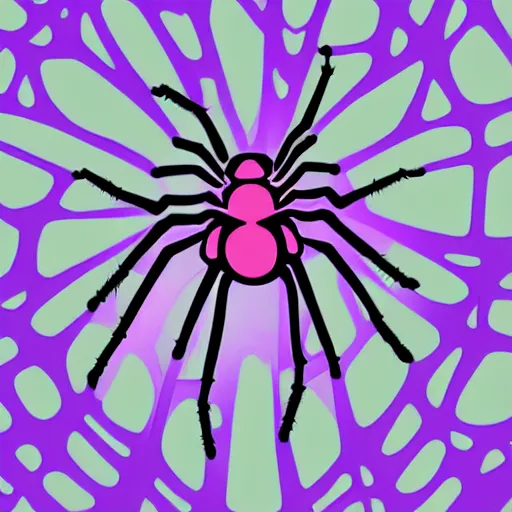 Prompt: spider, purple and green, style of hydro74, vector, woodblock