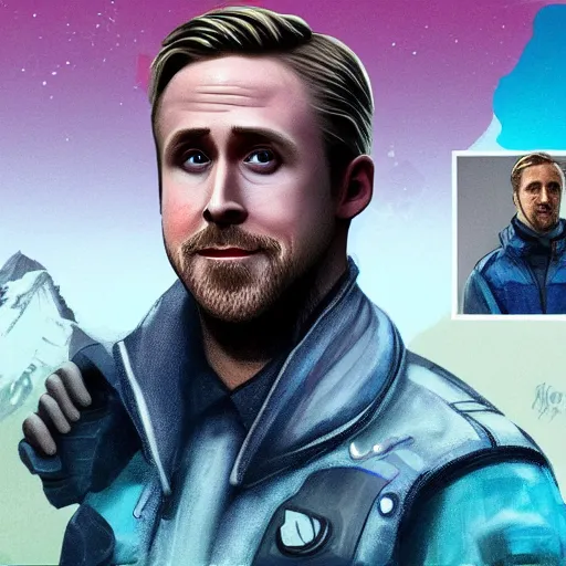 Prompt: Ryan Gosling as a legend in Apex Legends, character concept