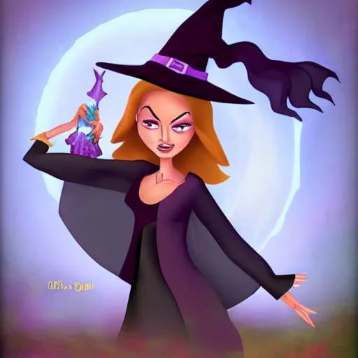 Image similar to a witch by disney, digital art