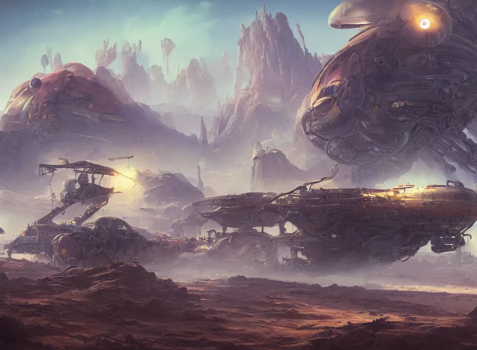 Image similar to colossal crashed dieselpunk space ship on desert planet by peter mohrbacher, firefly, unreal engine 5, extreme detail, hyper realism, realistic shading, cinematic composition, realistic render, octane render, detailed textures, photorealistic, colorful, raytracing