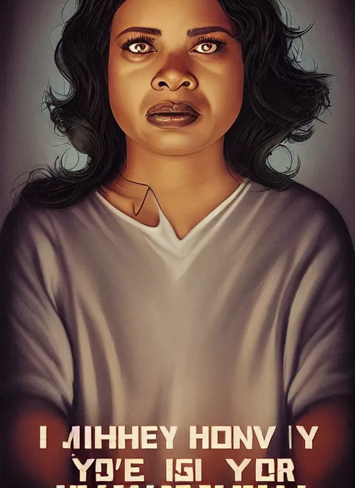 Image similar to psychological thriller I Only Have Eyes For You poster artwork the by Michael Whelan and James Jean, of Octavia Spencer has mysterious man's voice in her head telling her what to do, psychological thriller romance from scene from Twin Peaks, clean, beautifully rendered shaded but simple illustration, nostalgic, domestic, full of details