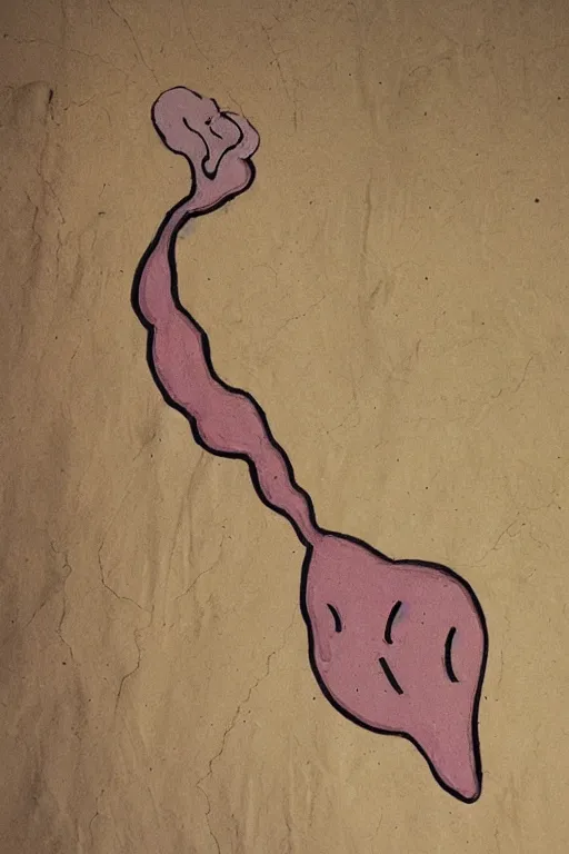 Image similar to plumbus, cave painting