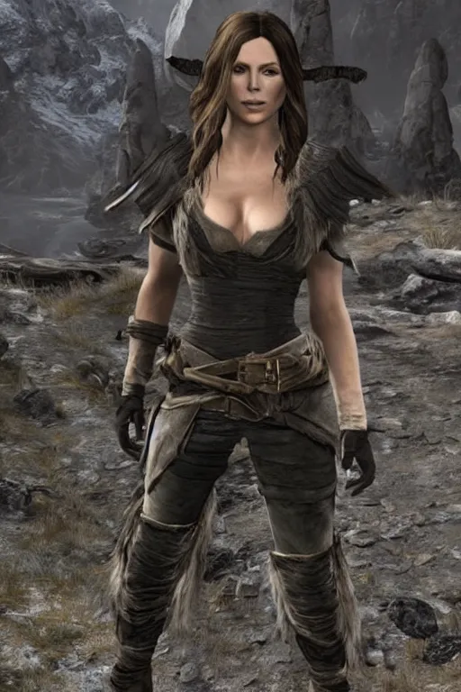 Image similar to realistic photo of Kate Beckinsale as a character in Skyrim,