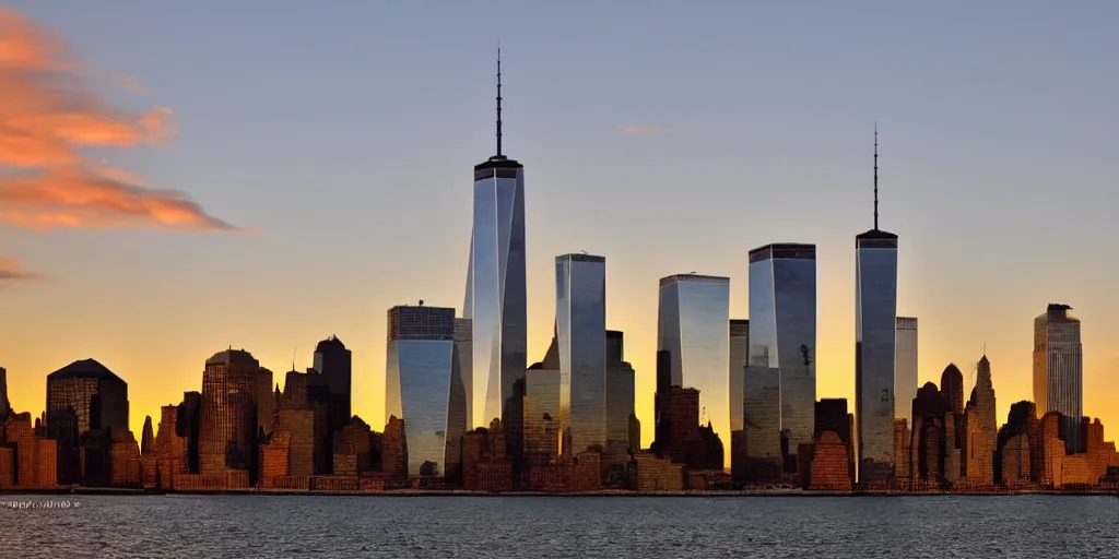 Image similar to world trade center in the sunset