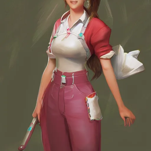 Image similar to aerith gainsborough by nick silva, ja mong, digital, trending artstation