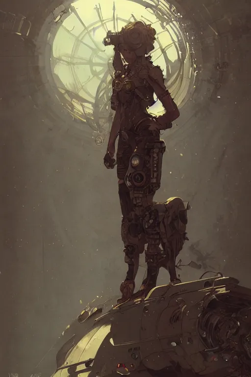 Prompt: A full portrait of a beautiful post apocalyptic offworld machinist, intricate, elegant, highly detailed, digital painting, artstation, concept art, smooth, sharp focus, illustration, art by Krenz Cushart and Artem Demura and alphonse mucha