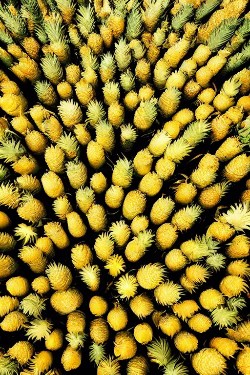 Image similar to a sea of pineapples under a big balloon festival, smooth, trending on artstation, high quality, high detail, beautiful