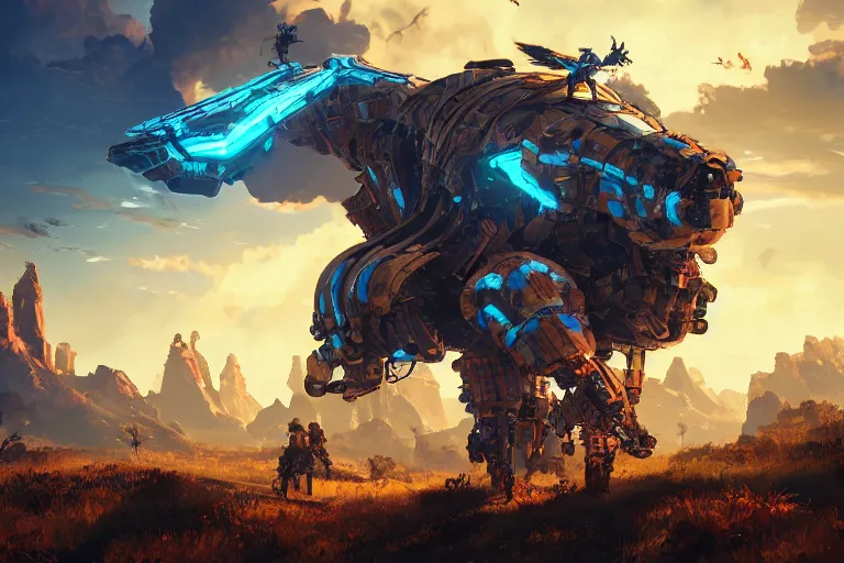 Image similar to glinthawk machine mecanical creature robot of horizon forbidden west horizon zero dawn bioluminiscence global illumination ray tracing hdr fanart arstation by ian pesty and alena aenami artworks in 4 k