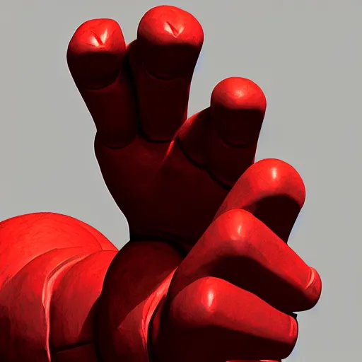 Prompt: statue of giant red fist in art gallery, concept art