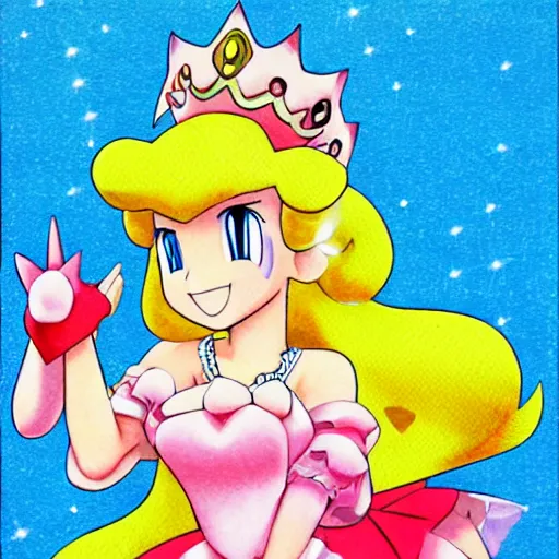 Prompt: princess peach, by ken sugimori