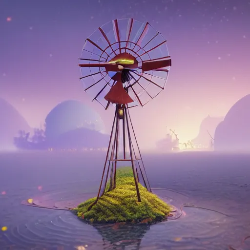 Prompt: tiny wooden windmill, floating, rbc, radiolaria, protophyta, micro - organisms, center frame, symmetric, rim light, marine microbiology, bioluminescence, electric, soft, concept art, intricate details, highly detailed, colorful, photorealistic, disney pixar, octane render, iridescent, anime, 8 k