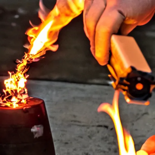 Image similar to crack addicts torching things with handheld propane torches