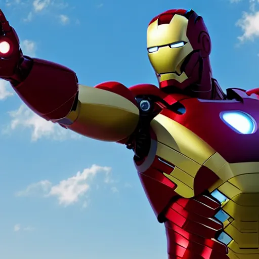 Image similar to Iron Man in a Jesus pose 4K quality superrealistic